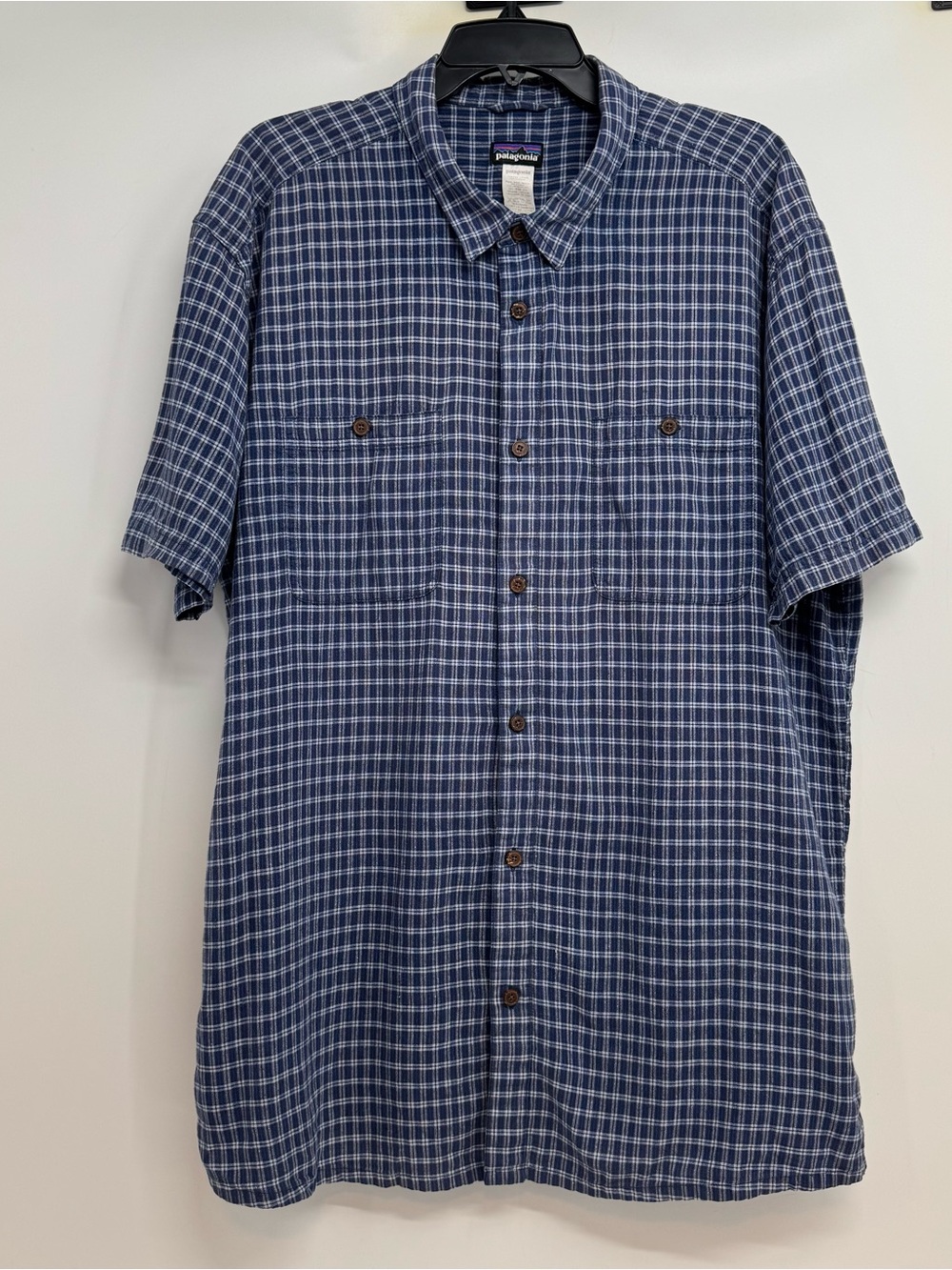 Patagonia Blue Plaid Short-Sleeve Button-Down Shirt